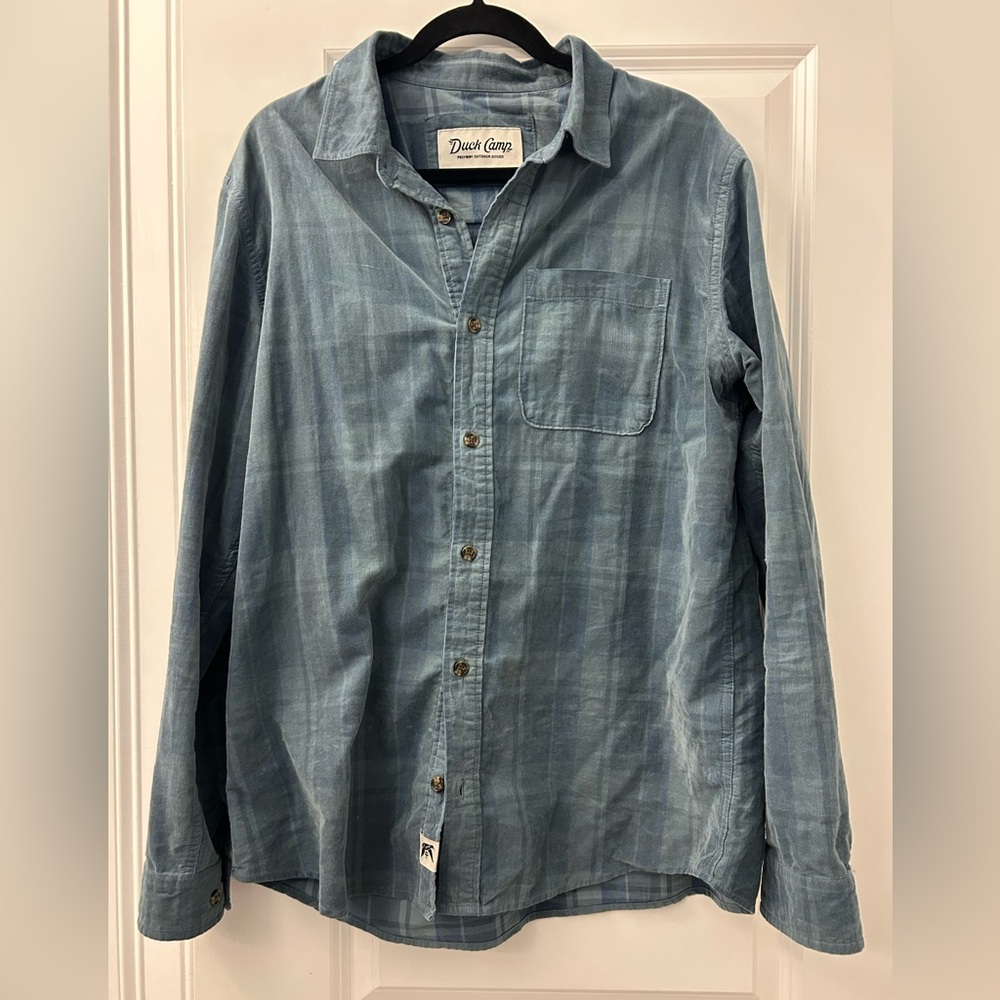 Duck Camp Men's Corduroy Blue Button Down Shirt